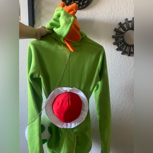 Yoshi cosplay furry romper with bag and hood - Picture 2 of 4